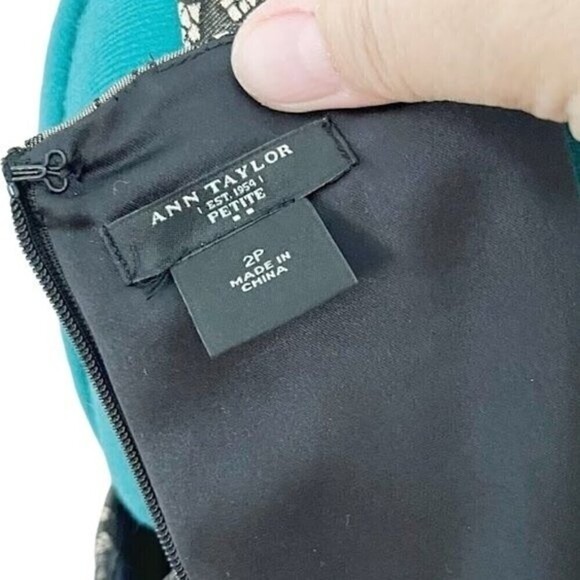 Ann Taylor Petite Embroidered Ruched Floral Party Cocktail Lined Dress - Picture 13 of 14